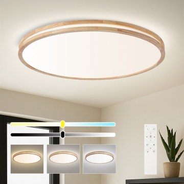 Brilagi - Dimmelhető mennyezeti lámpatest MOLINA LED/128W/230V 3000-6000K tölgy átmérő 100 cm + távirányító
