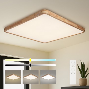 Brilagi - Dimmelhető mennyezeti lámpatest WOODLINE SQUARE LED/180W/230V 3000-6000K tölgy 100x100 cm + távirányító