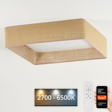 Brilagi - Dimmelhető mennyezeti LED lámpatest VELVET SQUARE SMART LED/36W/230V 60x60 cm 2700-6500K Wi-Fi Tuya + távirányító barna