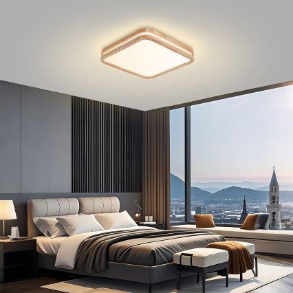 Brilagi - LED dimmelhető mennyezeti lámpatest MOLINA SQUARE LED/48W/230V 3000-6000K tölgy 40x40 cm + távirányítóval