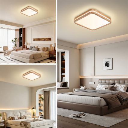 Brilagi - LED dimmelhető mennyezeti lámpatest MOLINA SQUARE LED/48W/230V 3000-6000K tölgy 40x40 cm + távirányítóval