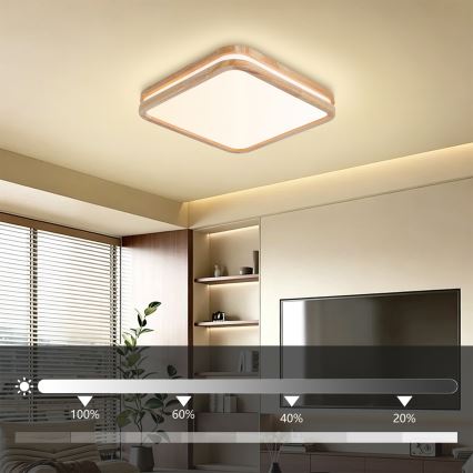 Brilagi - LED dimmelhető mennyezeti lámpatest MOLINA SQUARE LED/48W/230V 3000-6000K tölgy 40x40 cm + távirányítóval