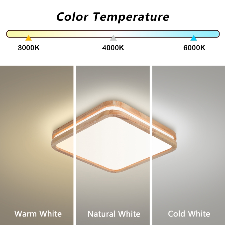 Brilagi - LED dimmelhető mennyezeti lámpatest MOLINA SQUARE LED/48W/230V 3000-6000K tölgy 40x40 cm + távirányítóval