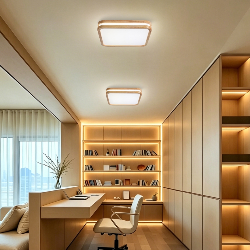 Brilagi - LED dimmelhető mennyezeti lámpatest MOLINA SQUARE LED/48W/230V 3000-6000K tölgy 40x40 cm + távirányítóval