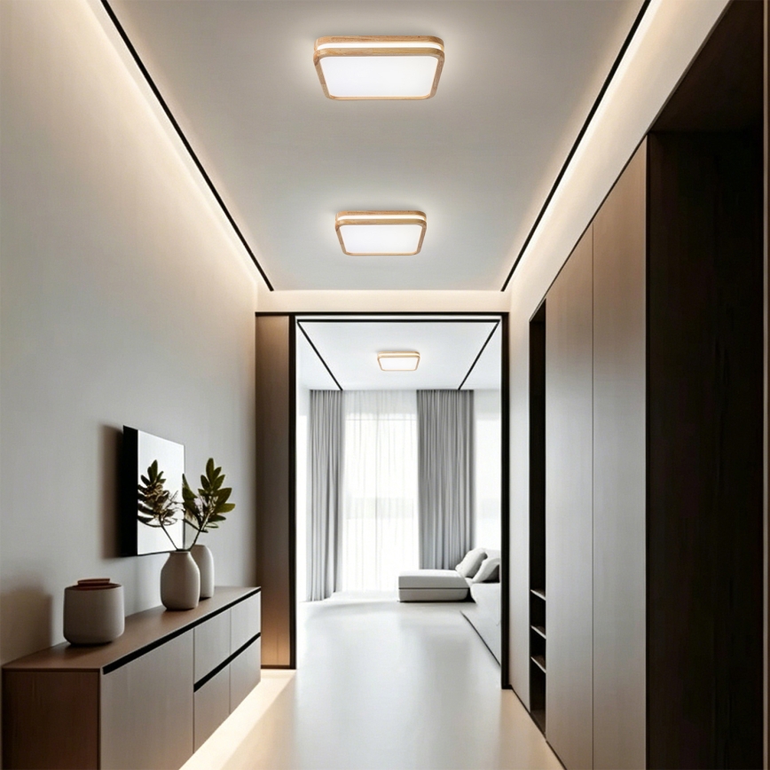 Brilagi - LED dimmelhető mennyezeti lámpatest MOLINA SQUARE LED/48W/230V 3000-6000K tölgy 40x40 cm + távirányítóval
