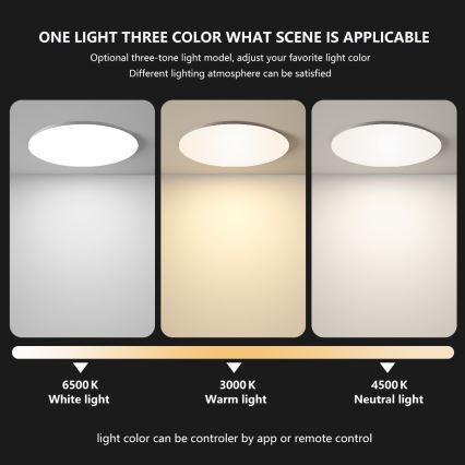 Brilagi - Dimmelhető SMART LED mennyezeti lámpatest, 36W/230V, átm. 48 cm, 3000–6000K, Wi‑Fi (Tuya) Beacon + távirányító