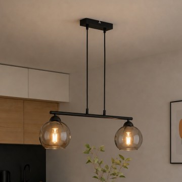 Brilagi - DIOR kábeles csillár 2xE27/60W/230V fekete/füstszürke