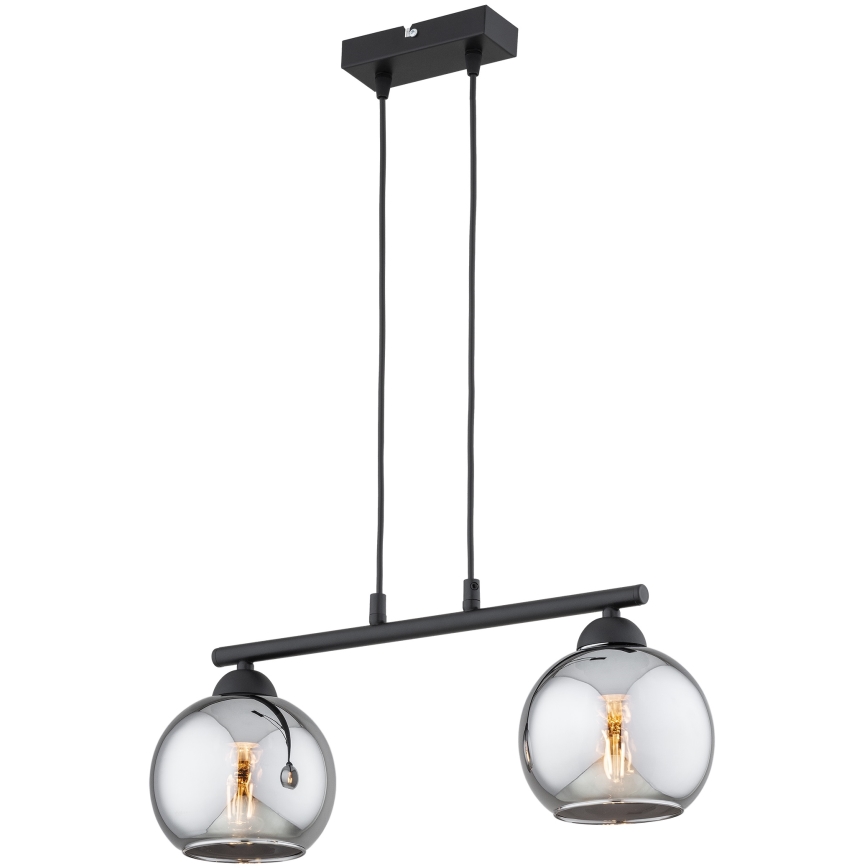 Brilagi - DIOR kábeles csillár 2xE27/60W/230V fekete/füstszürke