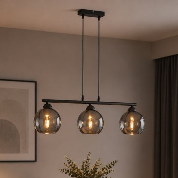 Brilagi - DIOR kábeles függőlámpa 3xE27/60W/230V fekete/füstszürke