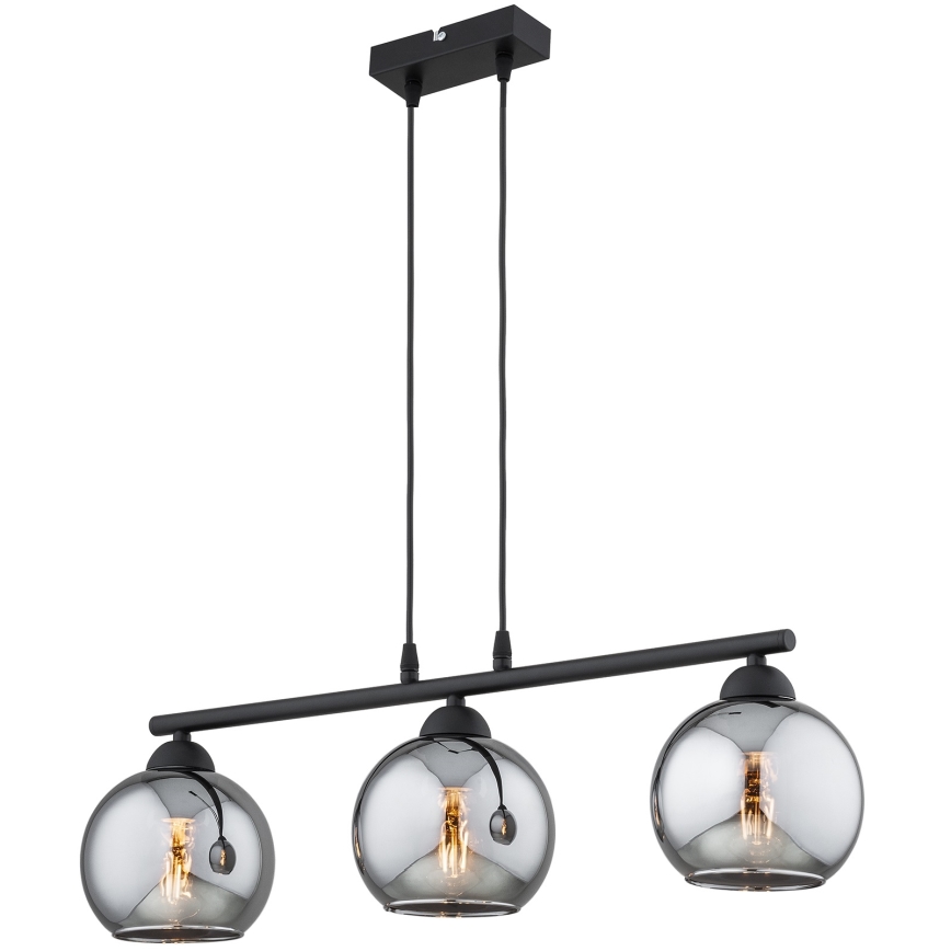 Brilagi - DIOR kábeles függőlámpa 3xE27/60W/230V fekete/füstszürke