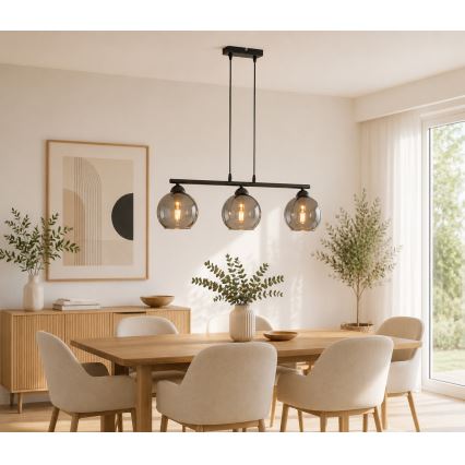 Brilagi - DIOR kábeles függőlámpa 3xE27/60W/230V fekete/füstszürke