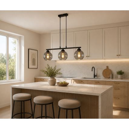 Brilagi - DIOR kábeles függőlámpa 3xE27/60W/230V fekete/füstszürke