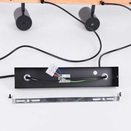 BRILAGI - Drótkábeles csillár SELE 6xGU10/30W/230V fekete/tölgy dekor