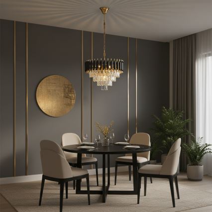 Brilagi - ECLIPSE láncos csillár 7xE14/10W/230V Ø 48 cm fekete/arany