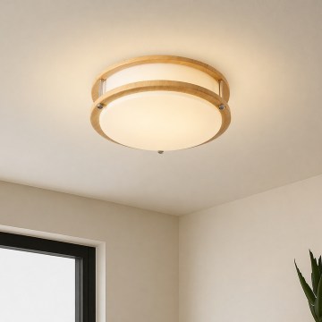 Brilagi - ELARO mennyezeti lámpa 2xE27/40W/230V, átm. 26 cm, fa hatású