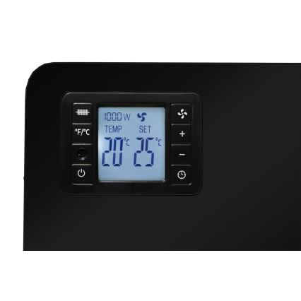 Brilagi - Elektromos konvektoros fűtés 1000/1300/2300W LCD/timer/TURBO/termosztát fekete + távirányítás