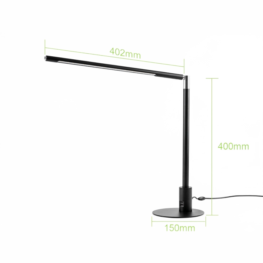 Brilagi - Dimmelhető, érintésvezérelt asztali LED-lámpa USB-portokkal VARIO LED/7W/230V 3000-6500K CRI 96 fekete