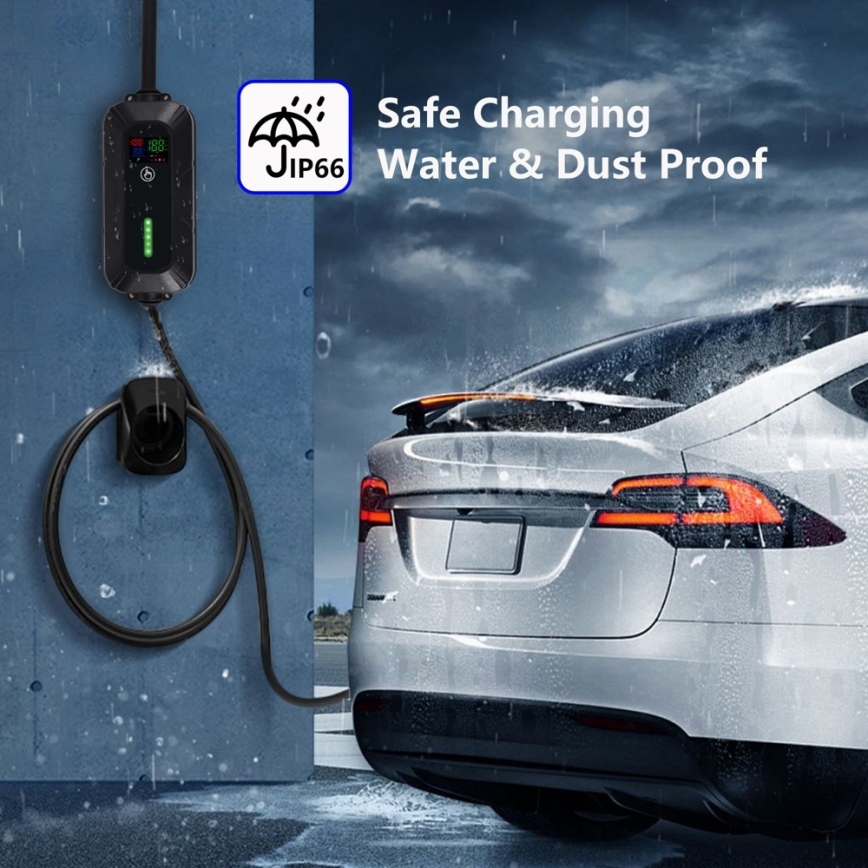 Brilagi - EV utazó töltőállomás elektromos autókhoz FAST AC Típus 2 16A/380V 11kW + dugó 230V, 3,7kW 5m + tok