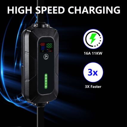 Brilagi - EV utazó töltőállomás elektromos autókhoz FAST AC Típus 2 16A/380V 11kW + dugó 230V, 3,7kW 5m + tok