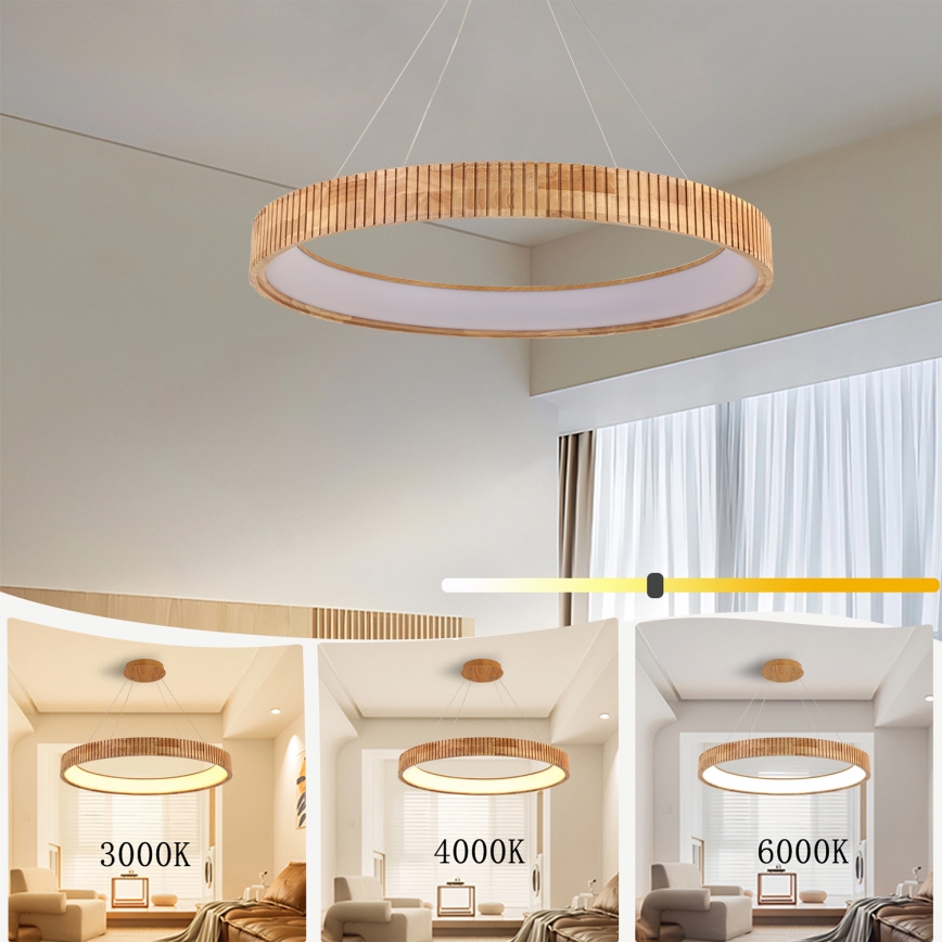 Brilagi - kábeles LED csillár FALCON WOOD MODERN LED/60W/230V 3000/4000/6000K átm. 80 cm fa