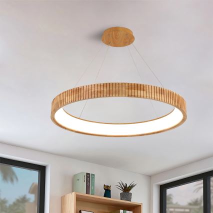 Brilagi - kábeles LED csillár FALCON WOOD MODERN LED/60W/230V 3000/4000/6000K átm. 80 cm fa
