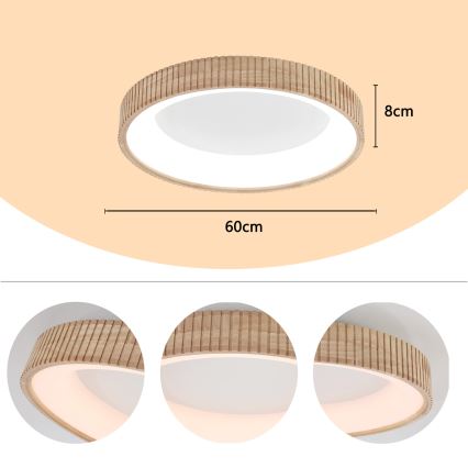 Brilagi - LED mennyezeti lámpa FALCON WOOD MODERN LED/40W/230V 3000/4000/6000K átm. 60 cm fa