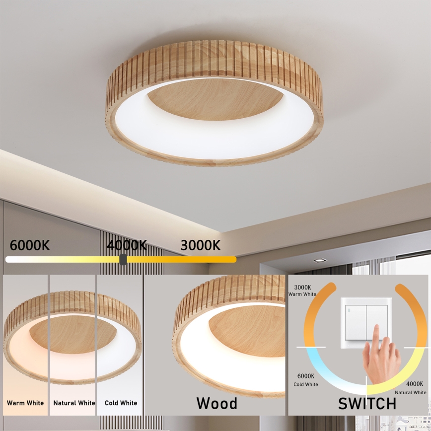 Brilagi - LED mennyezeti lámpa FALCON WOOD MODERN LED/30W/230V 3000/4000/6000K Ø 45 cm fa
