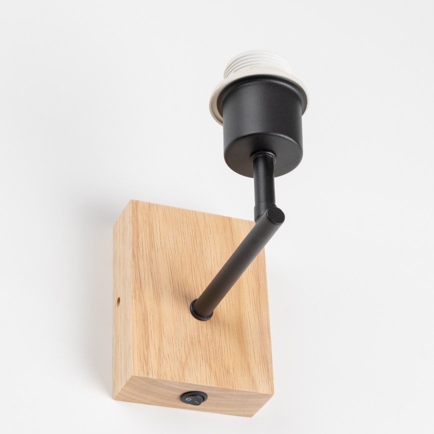 Brilagi - BOBO WOOD gyerek fali lámpa 1xE27/25W/230V tölgy/fekete/rózsaszín