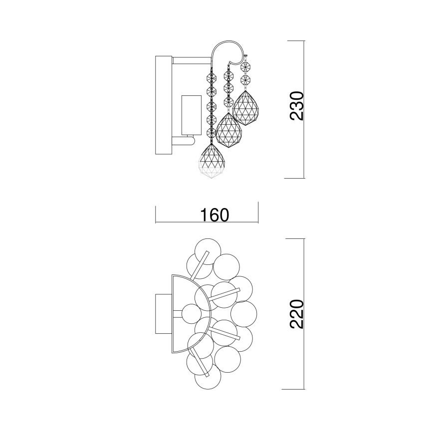 Brilagi - Fali lámpa CRYSTAL 1xE14/60W/230V fényezett króm