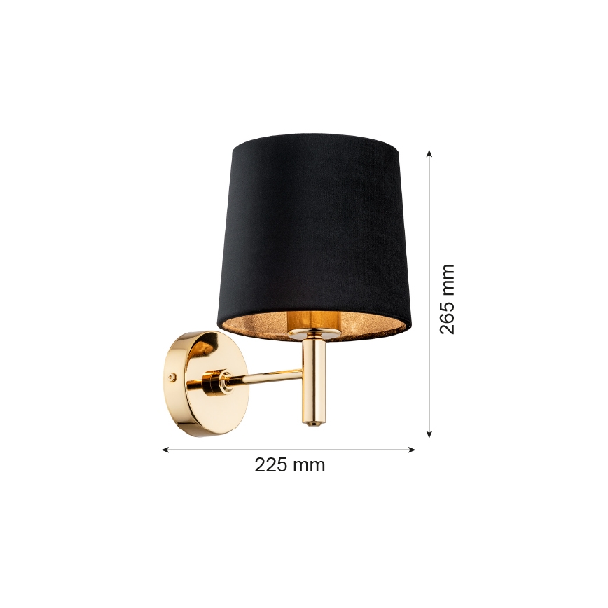 Brilagi - Fali lámpa MONTE 1xE27/60W/230V fekete/arany