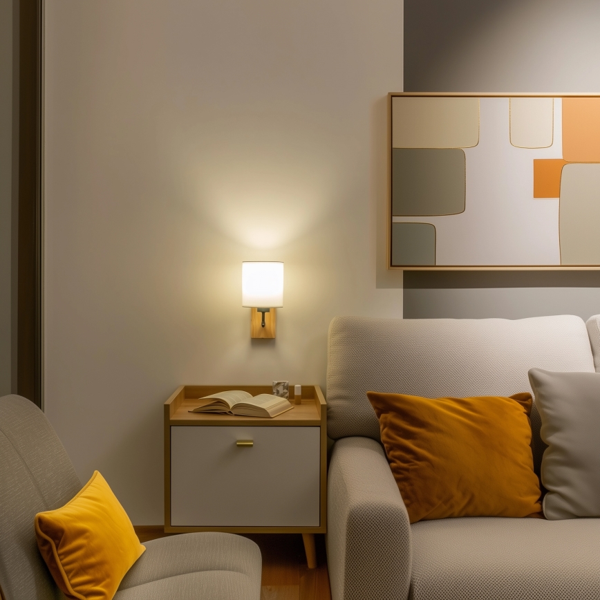 Brilagi - Fali lámpa NUBILA WOOD 1xE27/25W/230V tölgy/fehér