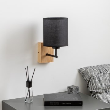 Brilagi - Fali lámpa NUBILA WOOD 1xE27/25W/230V tölgy/fekete