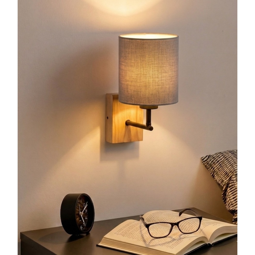 Brilagi - NUBILA WOOD falra szerelhető lámpa 1xE27/25W/230V tölgy/fekete/világosszürke