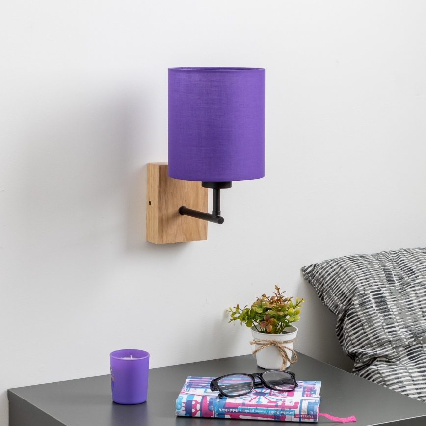 Brilagi - Fali lámpa NUBILA WOOD 1xE27/25W/230V tölgy/lila