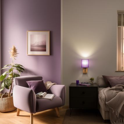 Brilagi - Fali lámpa NUBILA WOOD 1xE27/25W/230V tölgy/lila