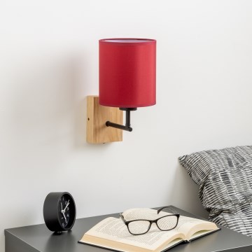 Brilagi - Fali lámpa NUBILA WOOD 1xE27/25W/230V tölgy/Pompeiai piros