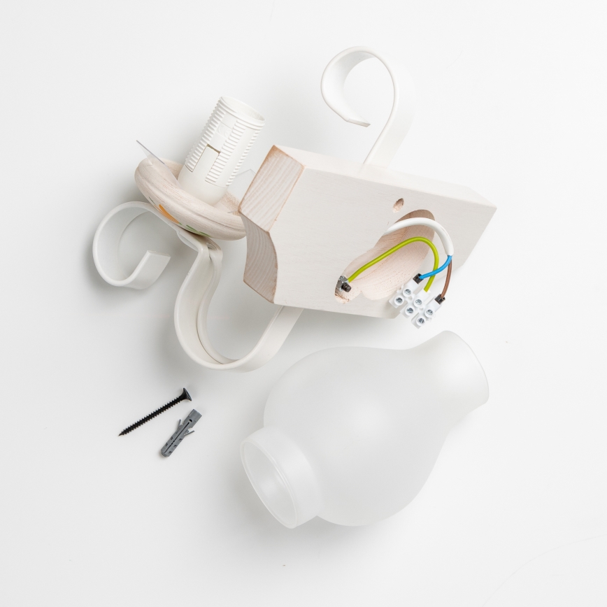 Brilagi - Fali lámpa QUEEN 1xE14/40W/230V bükkfa/krémes