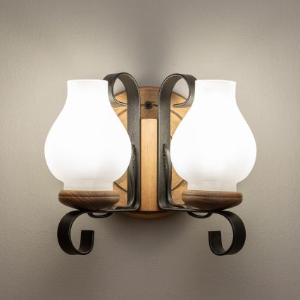 Brilagi - Fali lámpa ROATA APLICA 2xE14/40W/230V bükkfa