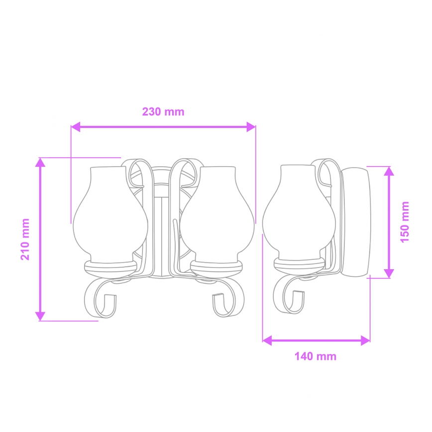 Brilagi - Fali lámpa ROATA APLICA 2xE14/40W/230V bükkfa
