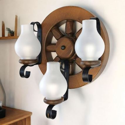 Brilagi - Fali lámpa ROATA APLICA 3xE14/40W/230V bükkfa/dió