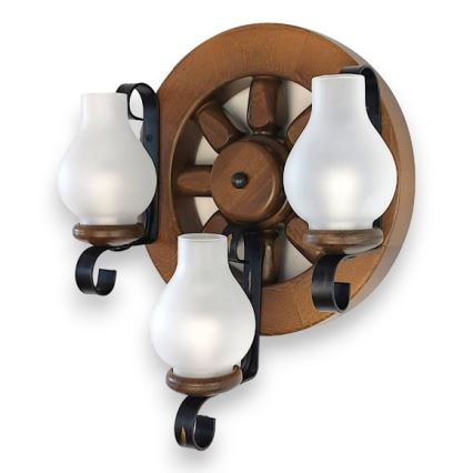 Brilagi - Fali lámpa ROATA APLICA 3xE14/40W/230V bükkfa/dió