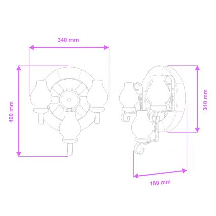 Brilagi - Fali lámpa ROATA APLICA 3xE14/40W/230V bükkfa/dió