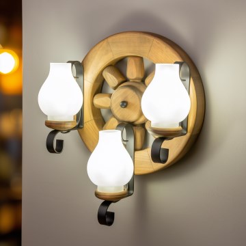 Brilagi - Fali lámpa ROATA APLICA 3xE14/40W/230V bükkfa