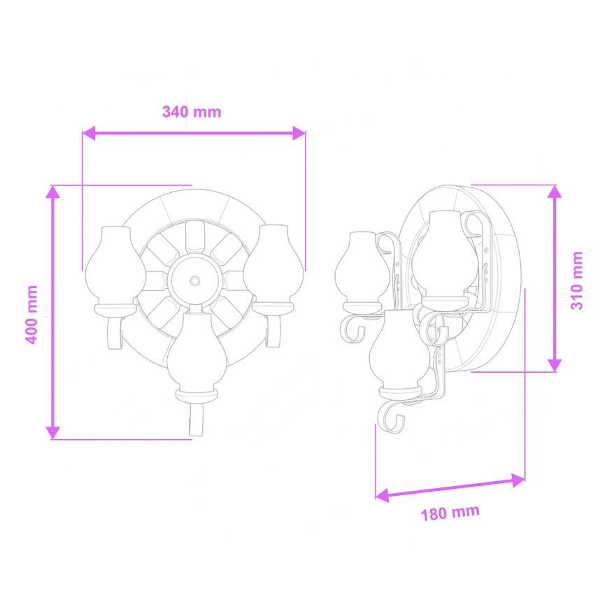 Brilagi - Fali lámpa ROATA APLICA 3xE14/40W/230V bükkfa