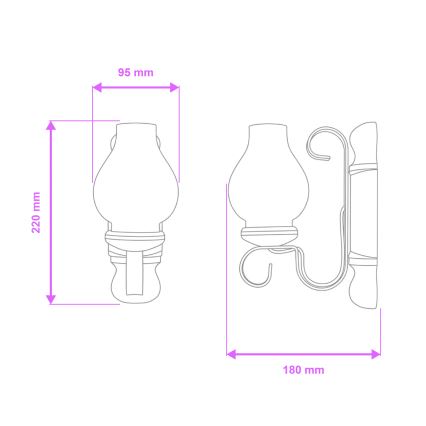 Brilagi - Fali lámpa RUSTIC 1xE14/40W/230V bükkfa