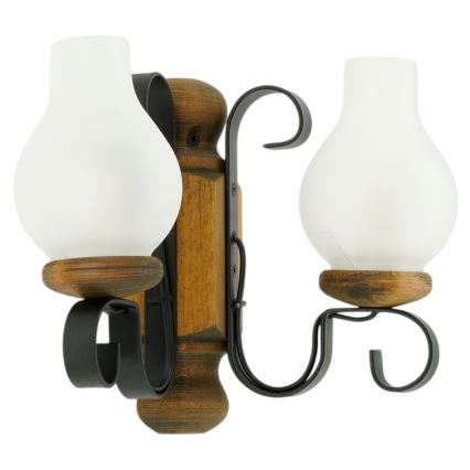 Brilagi - Fali lámpa RUSTIC 2xE14/40W/230V bükkfa/dió