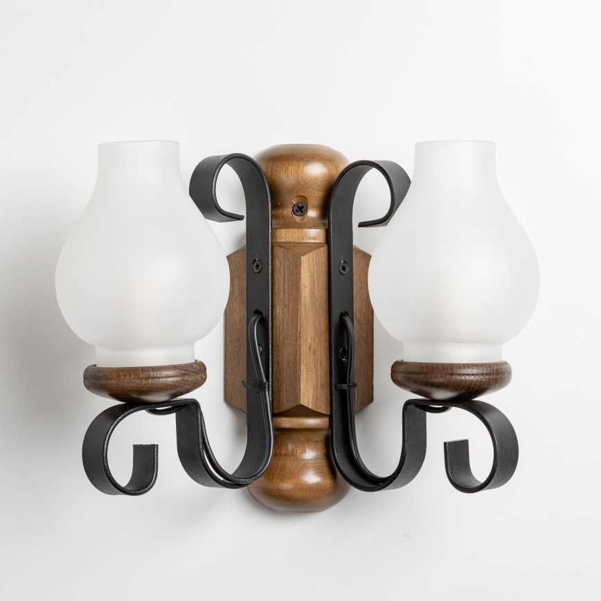 Brilagi - Fali lámpa RUSTIC 2xE14/40W/230V bükkfa/dió