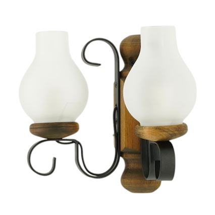 Brilagi - Fali lámpa RUSTIC 2xE14/40W/230V bükkfa/dió