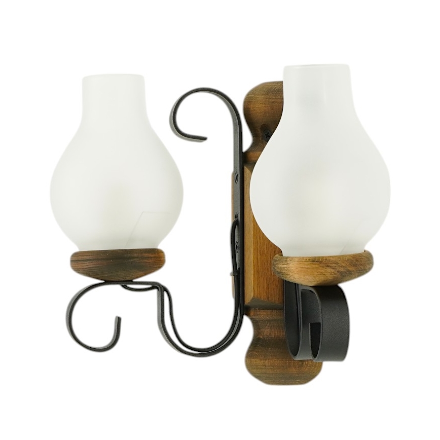 Brilagi - Fali lámpa RUSTIC 2xE14/40W/230V bükkfa/dió