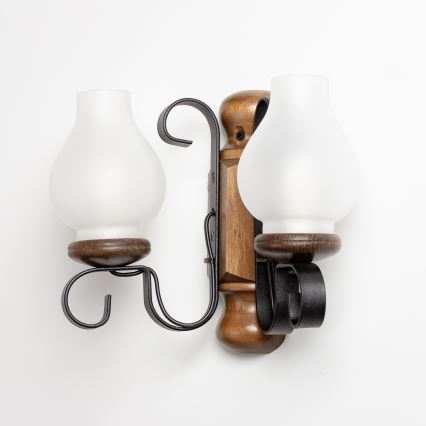 Brilagi - Fali lámpa RUSTIC 2xE14/40W/230V bükkfa/dió